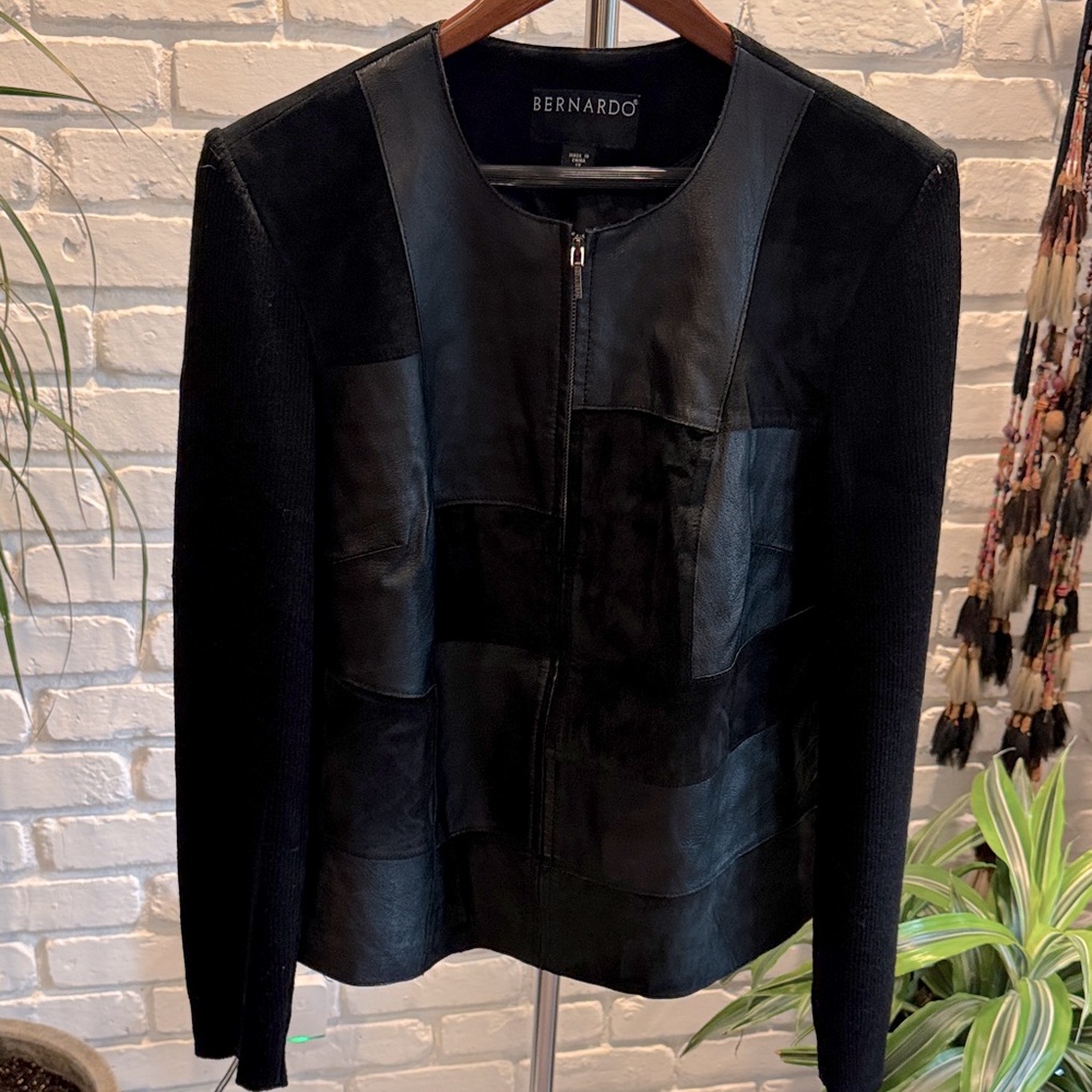 Bernardo Black Patchwork Leather Jacket - image 1